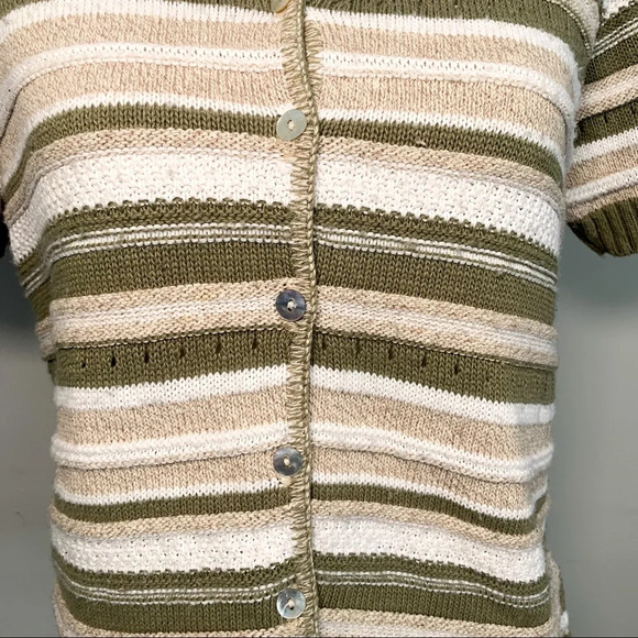 Vintage Y2K Fashion Bug Button Front Short Sleeve Sweater - Picture 3 of 6